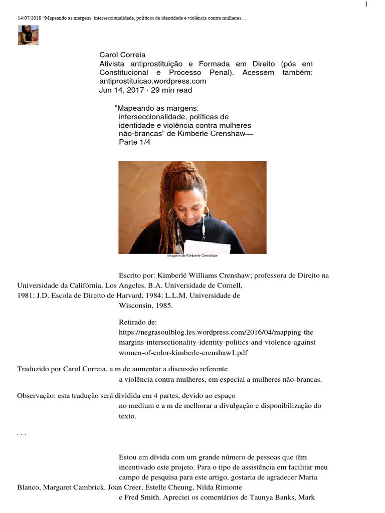 Interseccionalidade e Violência Contra Mulheres Não-Brancas | PDF |  Interseccionalidade | Sociologia, image size:768x1024