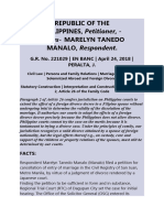 LAW 3100 - Persons & Family Relations - JD 33. G.R. No. 221029 - Republic vs. Manalo - Case Digest 2