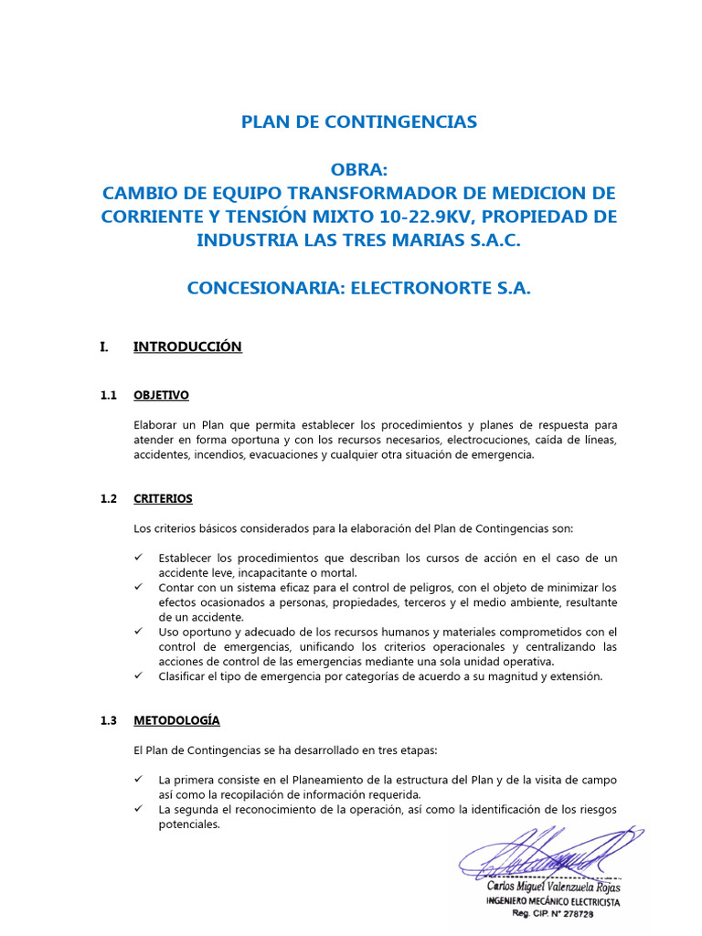 Plan de Contingencia para Emergencias | PDF | Defensa Civil | Emergencia