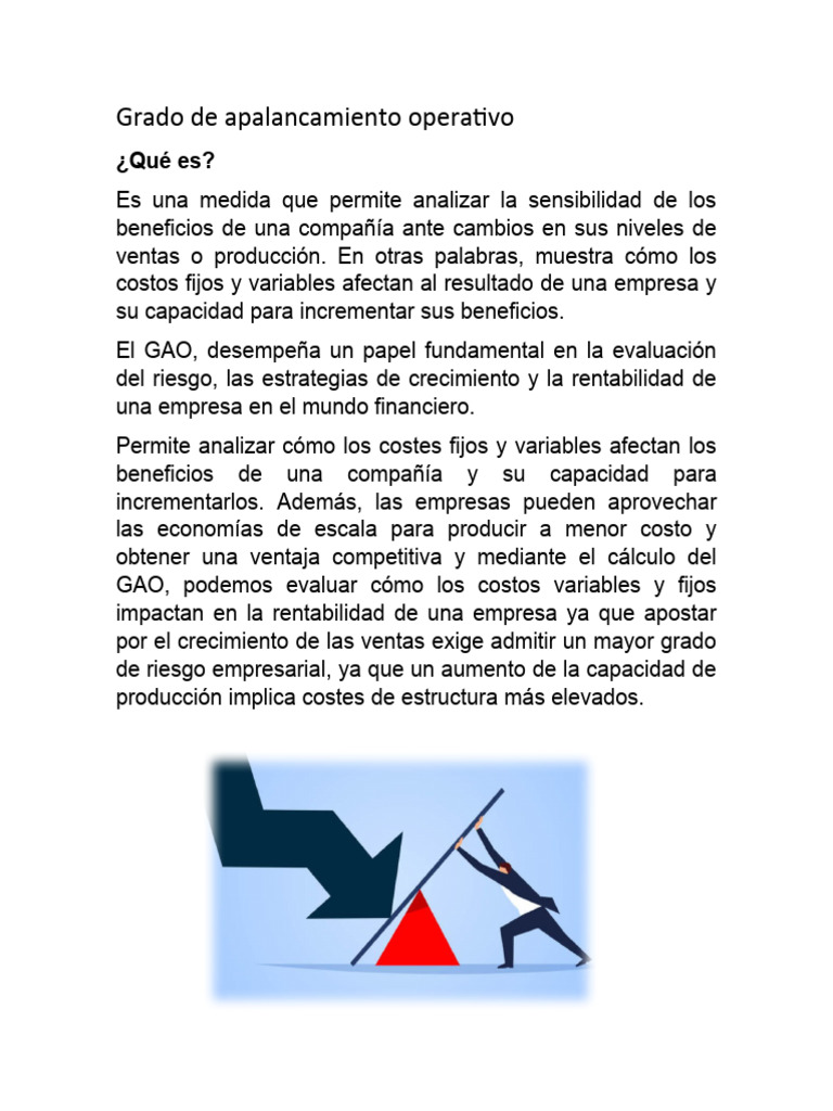 Grado de Apalancamiento Operativo: Análisis y Cálculo | PDF ...