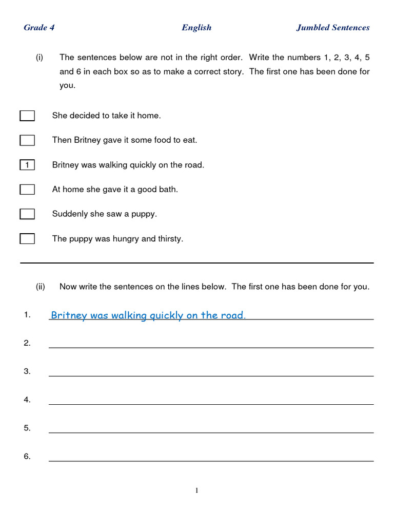 Jumbled Sentences G4 | PDF