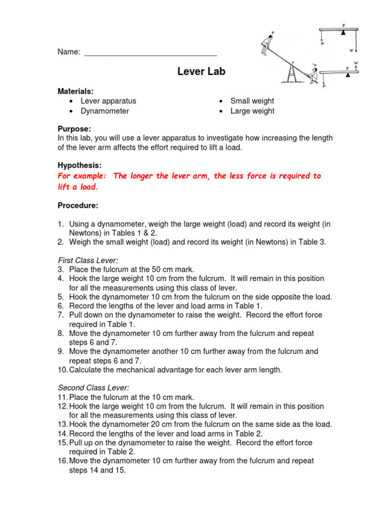 Lab 10 Levers Answers Download Free PDF Lever Weight