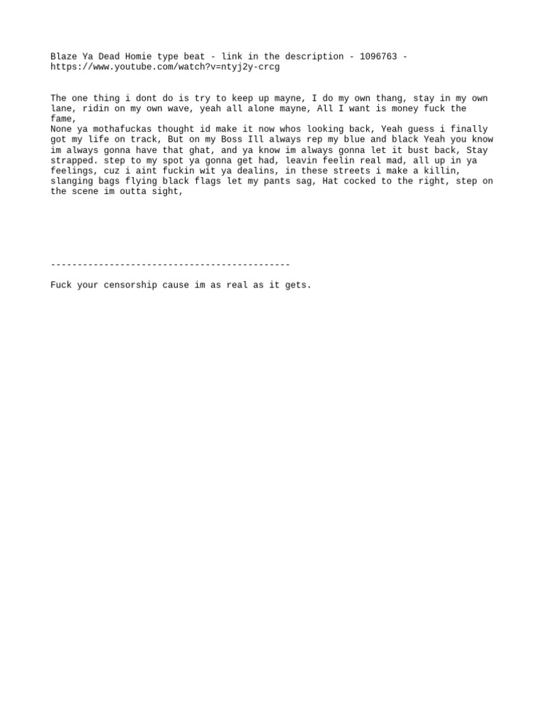Freestyle Lyrics 1 | PDF