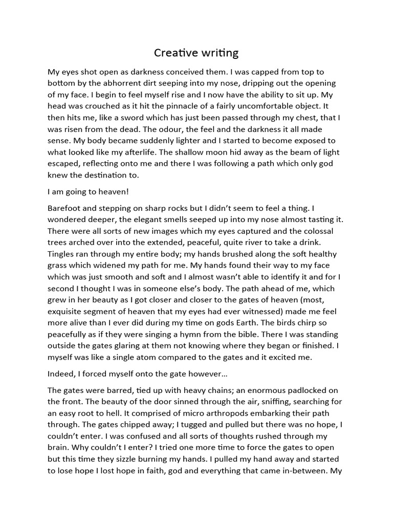 Creative Writing | PDF | Heaven | Religious Belief And Doctrine