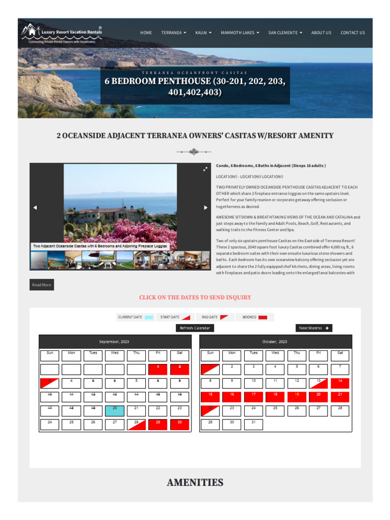 Luxury Vacation Rentals by Owner, Terranea, Kauai, Mammoth Lakes, So