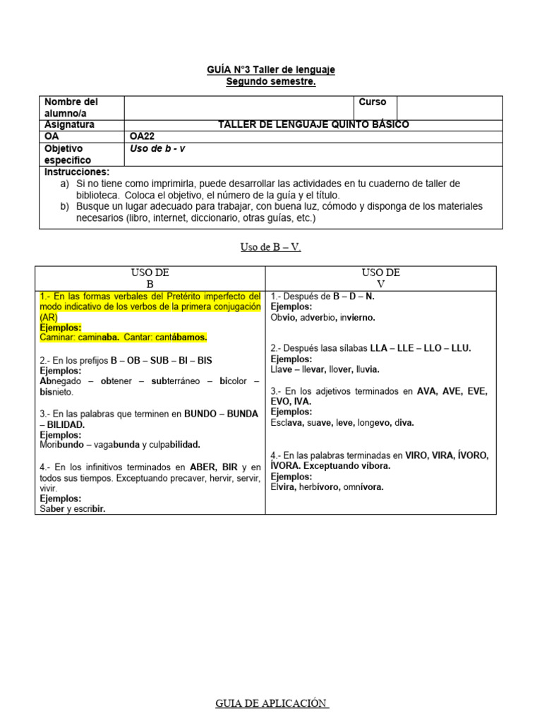 Uso de la B y V en Ortografía | PDF | Mecánica del lenguaje | Gramática