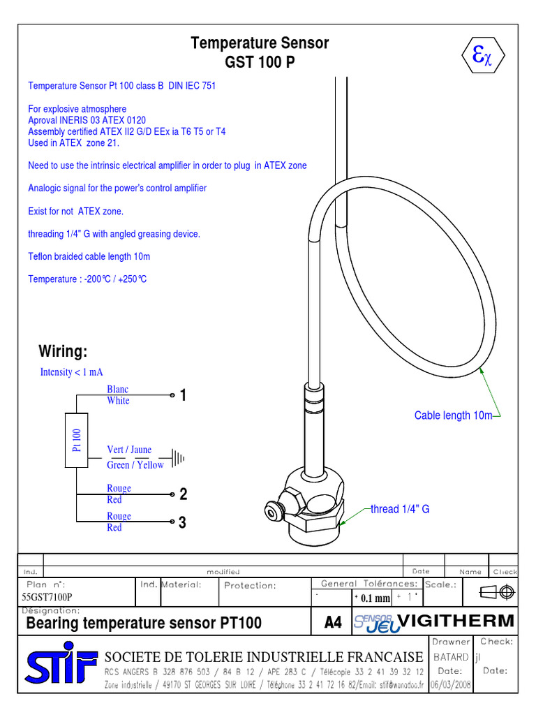 ATEX Certified PT100 Temperature Sensor | PDF | Equipment | Electrical ...