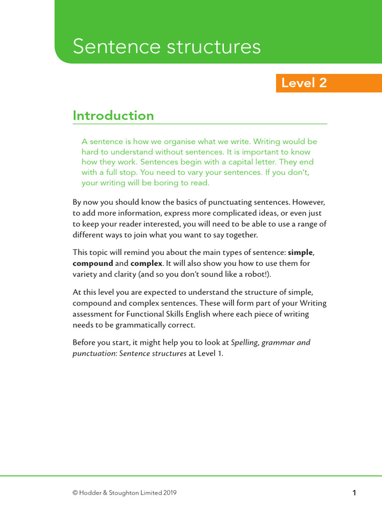 Sentence structures introduction pdf