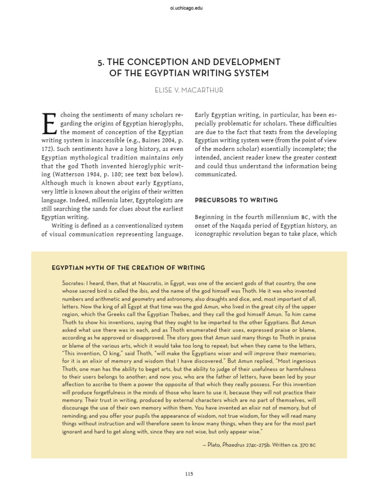 Origins of Egyptian Writing System | PDF | Egyptian Hieroglyphs ...