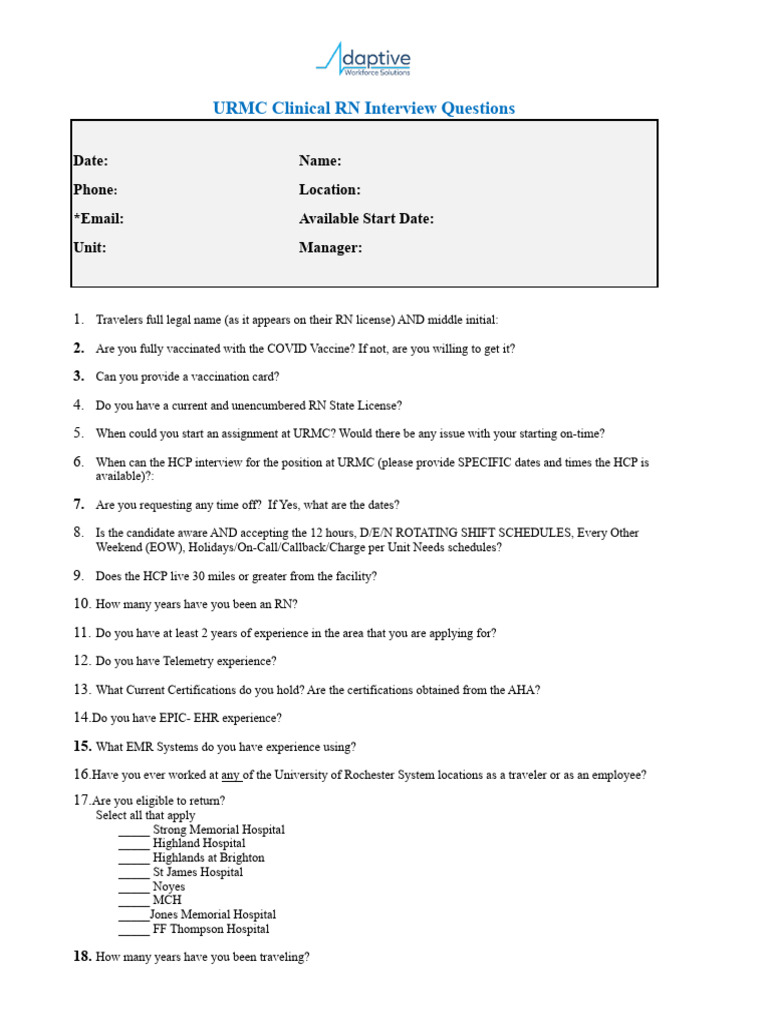URMC Template Pre-Screen Questionnaire | PDF | Public Services | Social ...