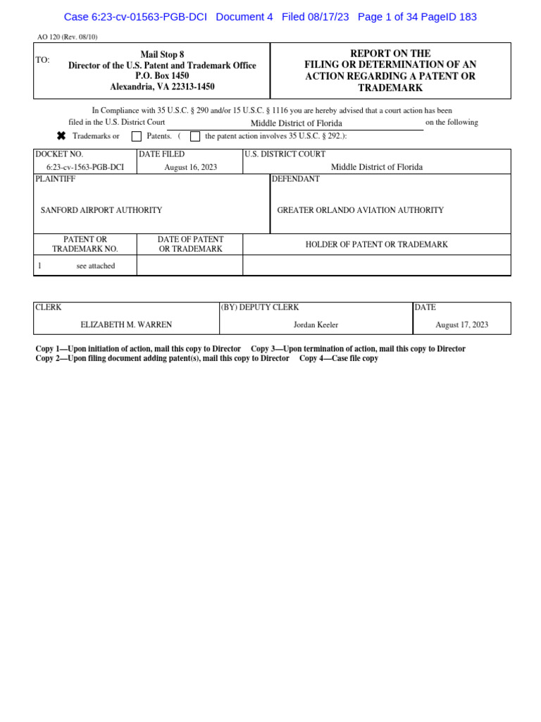 SFB V Mco Lawsuit | PDF | Trademark | Declaratory Judgment