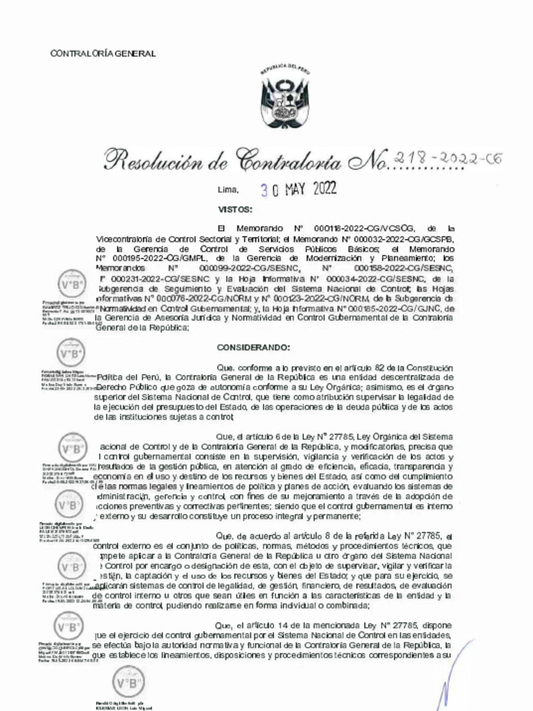 RC 218 2022 CG Aprobar La Directiva 013 2022 CG NORM | PDF | Gobierno
