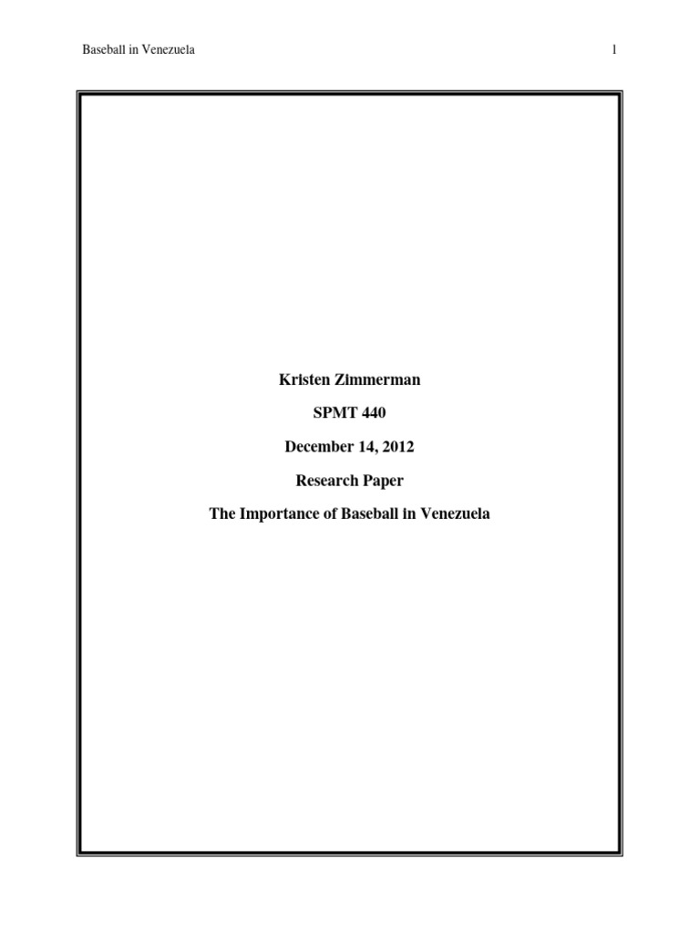 History of Baseball in Venezuela PDF Venezuela Hugo Chávez
