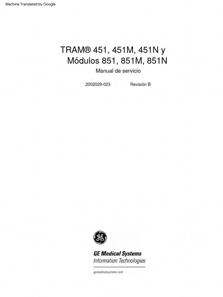 GE Tram 451 851 Service Manual | Descargar gratis PDF ...