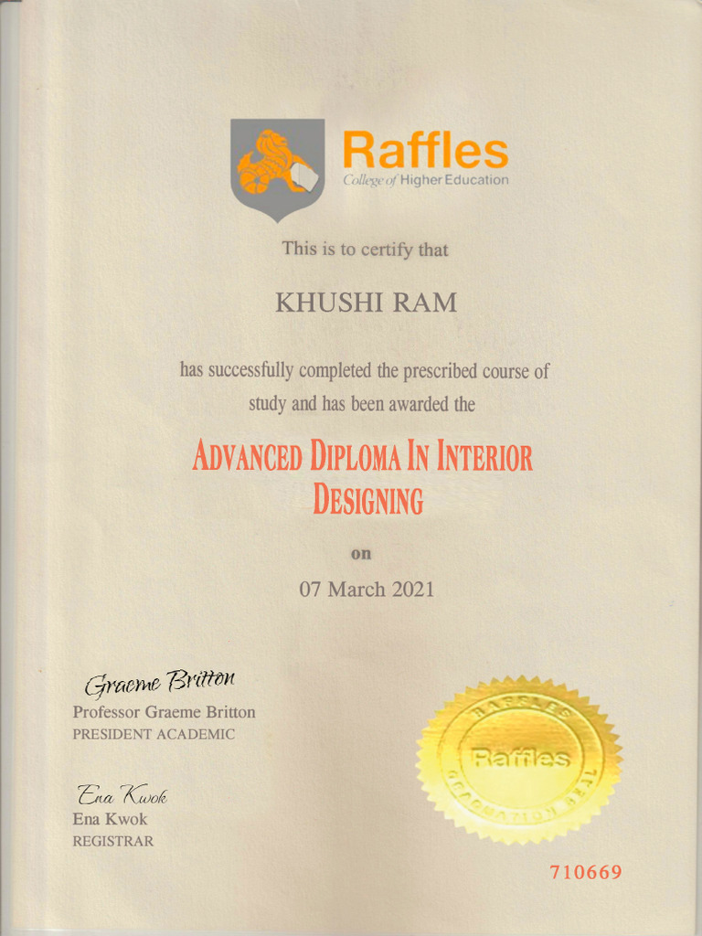 Certificate Interior Design 2021 | PDF