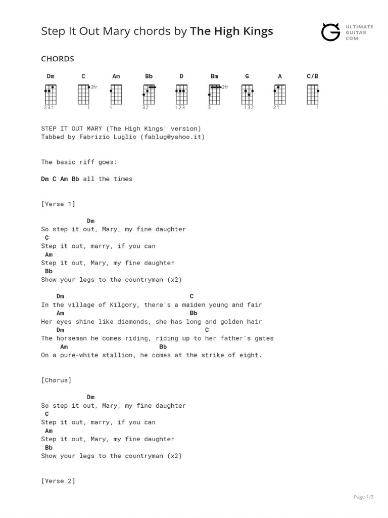 Step It Out Mary Chords PDF
