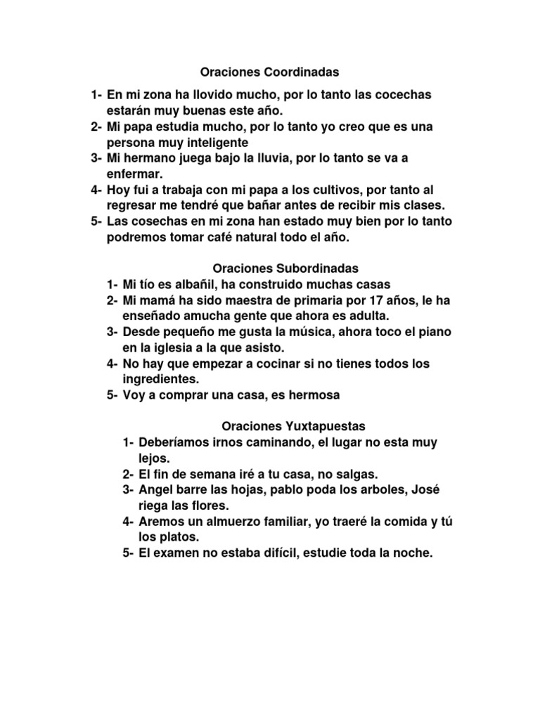 Oraciones Coordinadas | PDF | Artes del Lenguaje y Comunicación