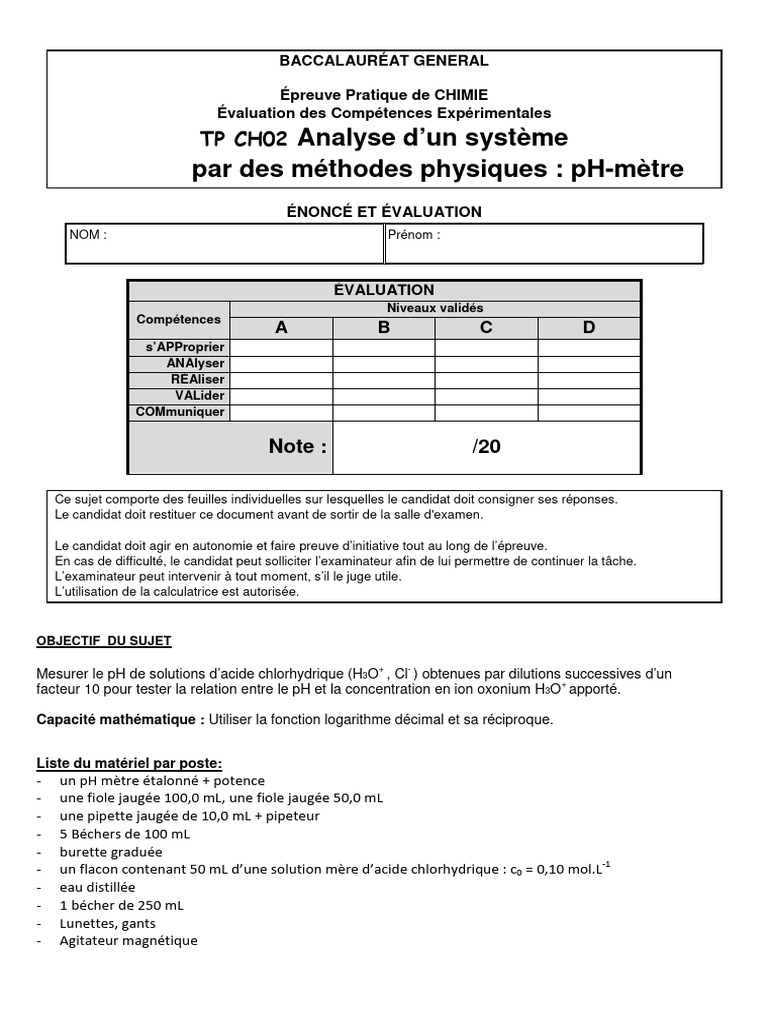 0.TP CH02 | PDF | Ph | Acide