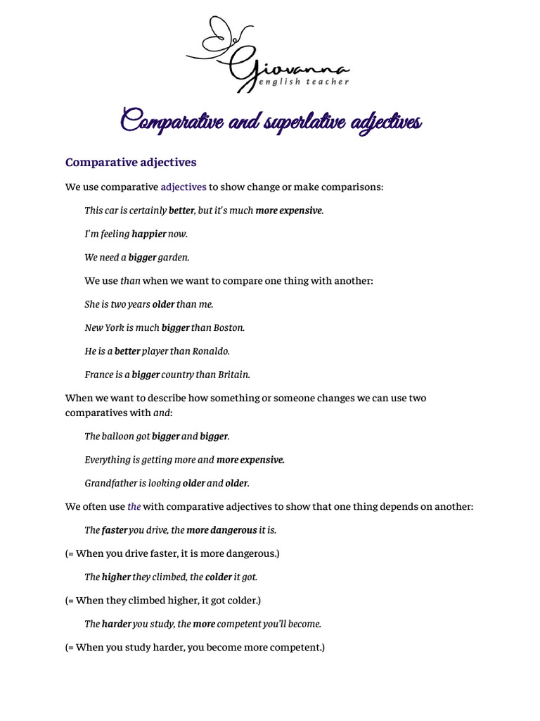 Comparative and Superlative Adjectives | PDF