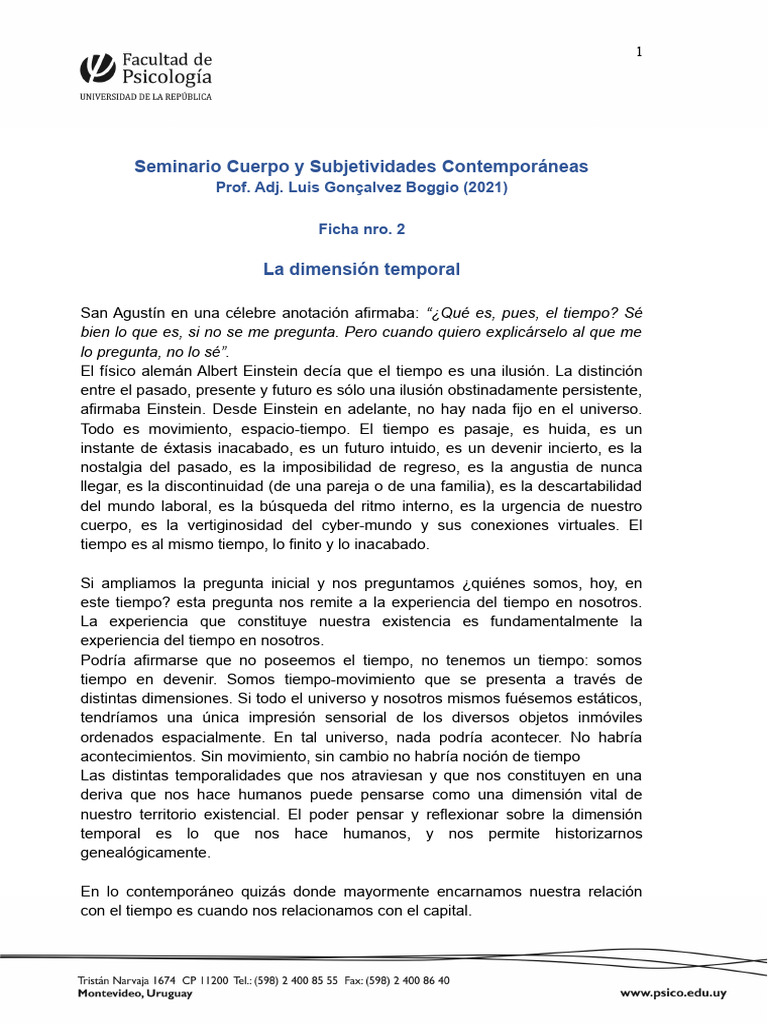 La Dimensión Temporal PDF Hora Esclavitud