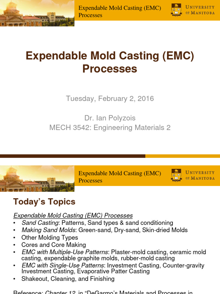 Expendable Mold Casting (EMC) Processes PDF Casting Crafts