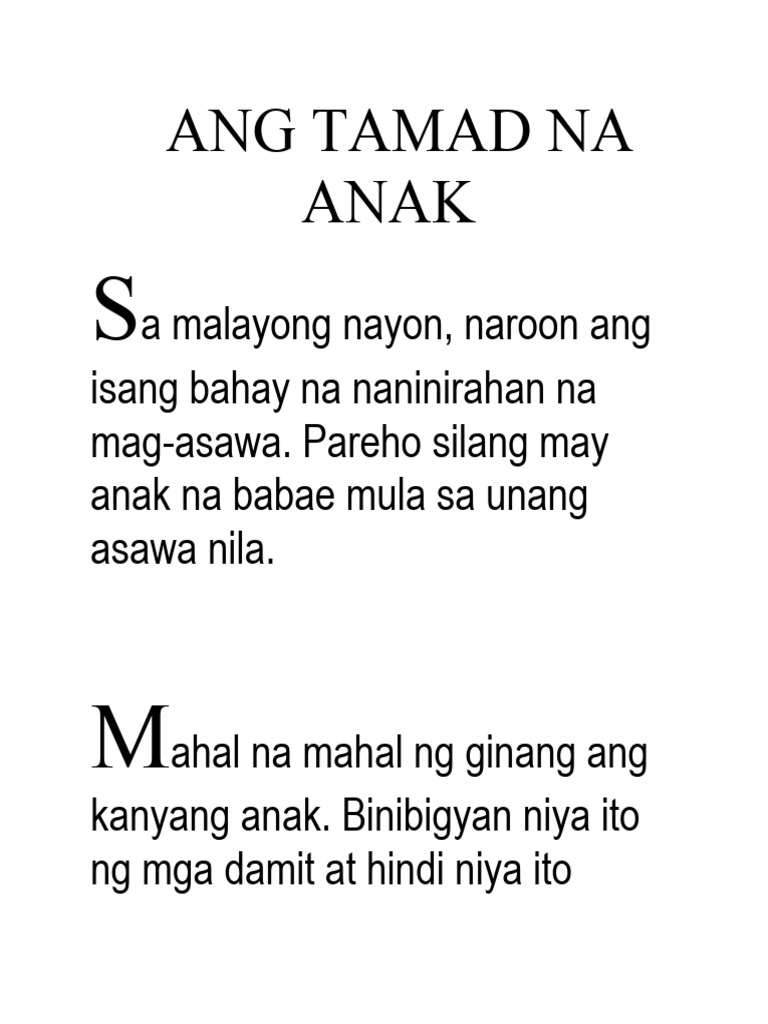 ANG TAMAD NA ANAK Kwentong Tampok Sa Inyo Kwento Ni Ate B | PDF