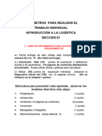 Parámetros para Realizar Trabajo Indivivual Introduccion A La Logistica Seccion 01 y 02