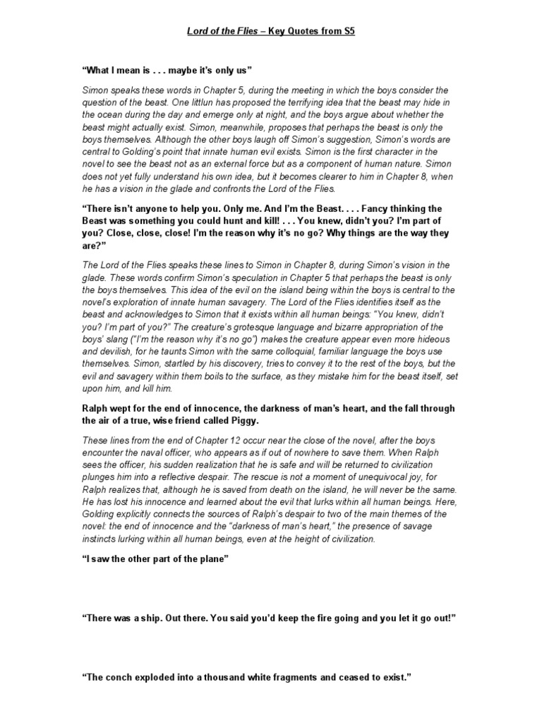Lord Of The Flies Key Quotes