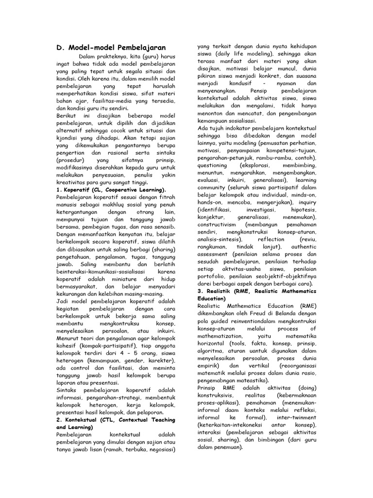 Model Pembelajaran Efektif untuk Guru | PDF | Karier & Perkembangan