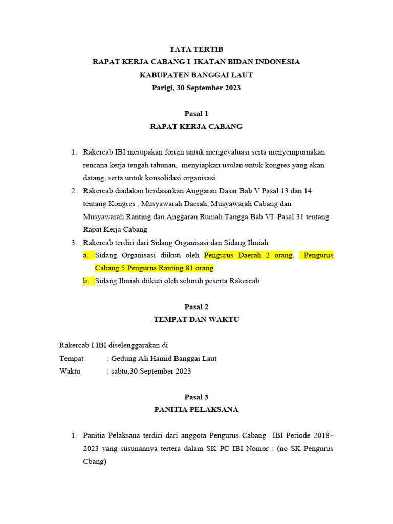 Tata Tertib Rakercab IBI 2023 | PDF | Karier & Perkembangan