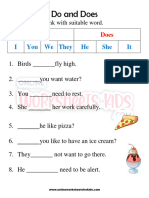 Do and Does Worksheets For Grade 1-6