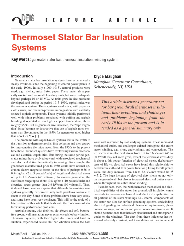 1Thermoset Stator Bar Insulation Systems PDF Insulator