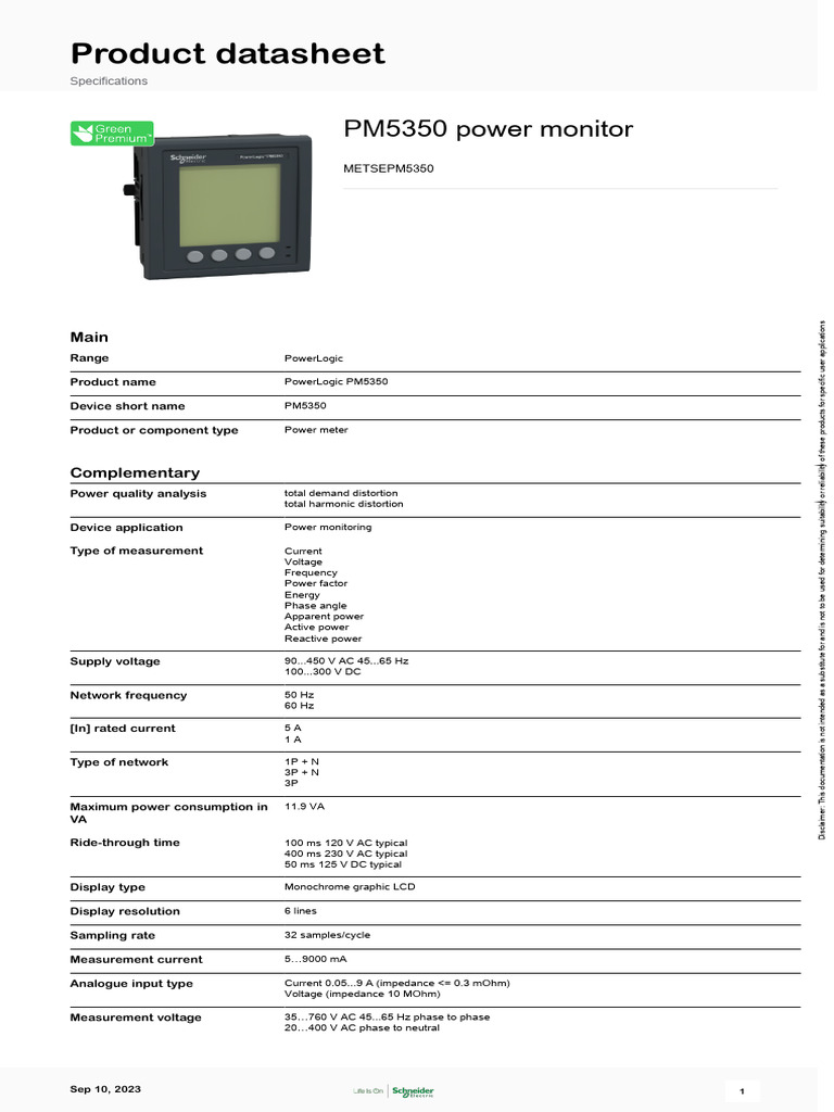 PowerLogic PM5000 Series - METSEPM5350 | PDF | Alternating Current | Ac ...