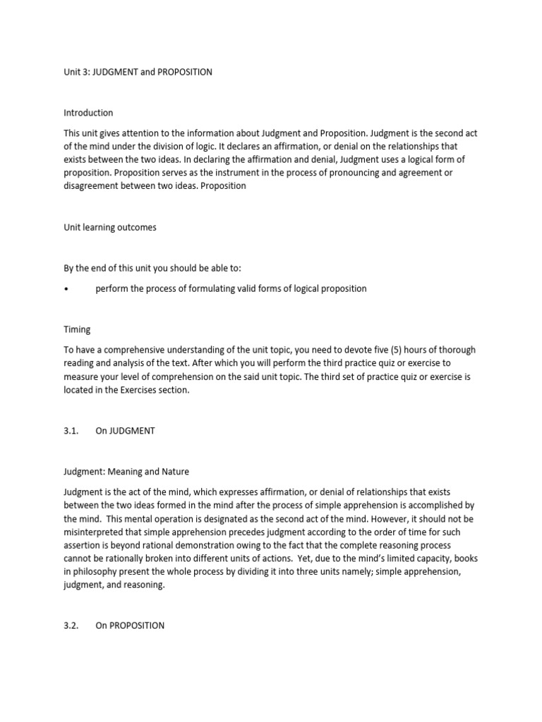Understanding Judgment and Proposition | PDF | Proposition | Predicate ...