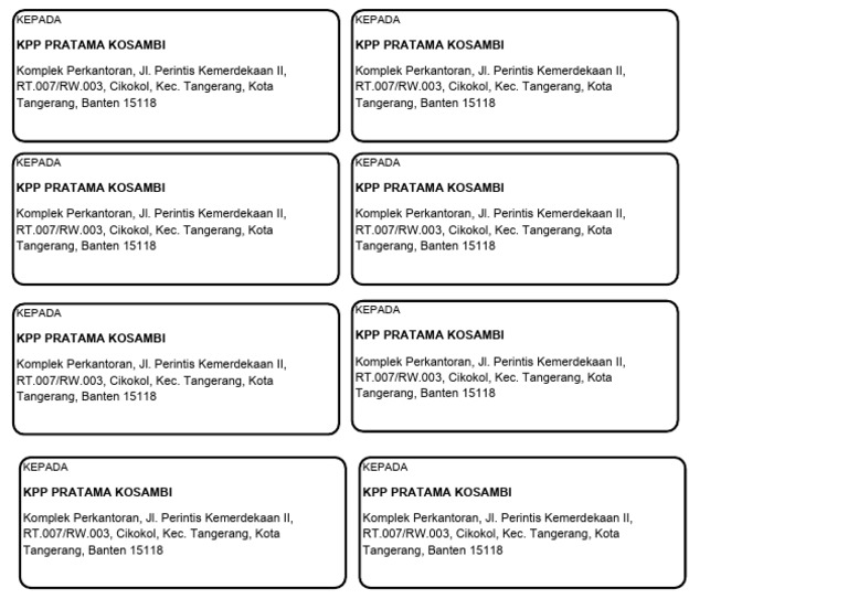 Alamat KPP Kosambi PDF