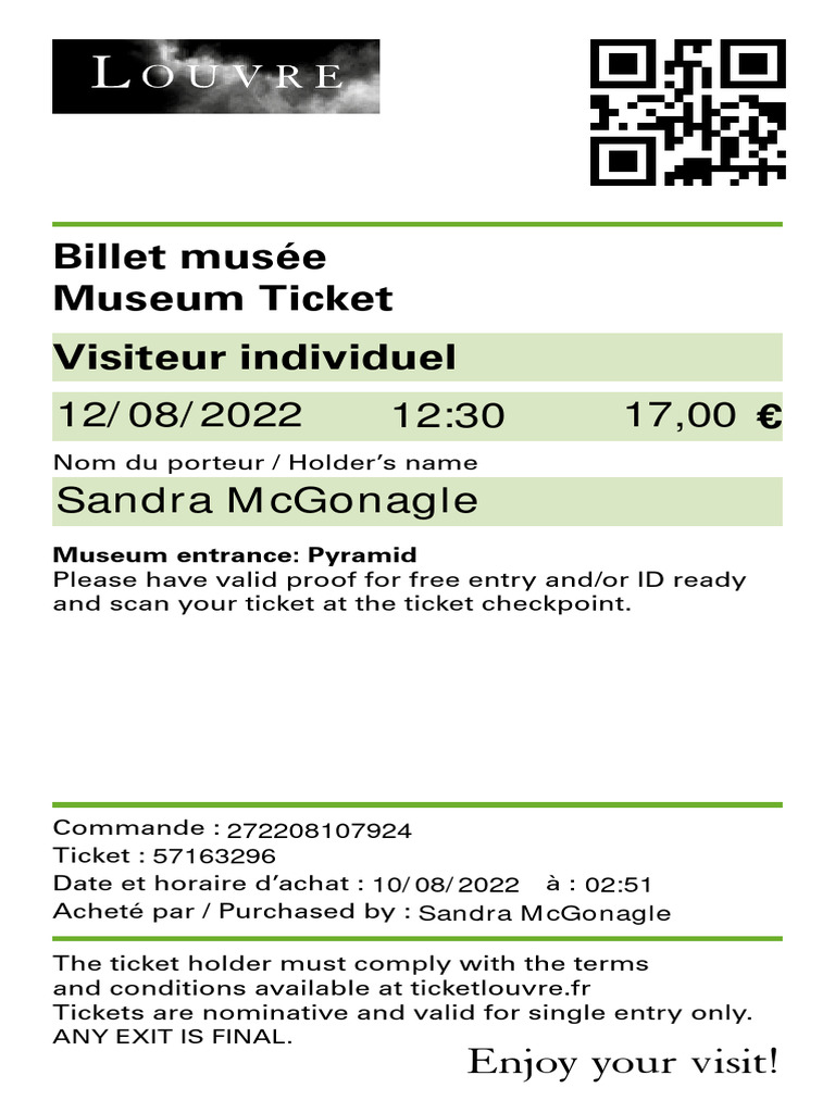LE LOUVRE TICKET D ENTR E visual data 2