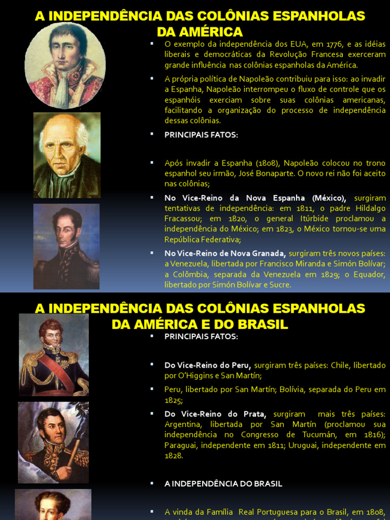 A Independência Das Colônias Espanholas Da América | PDF | Américas ...