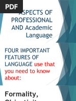 Aspects of Professional and Academic Language