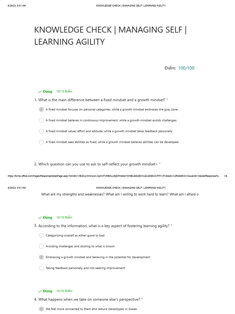 Knowledge check managing self learning agility pdf