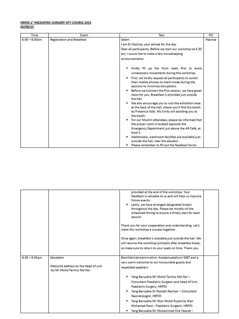 HRPZII 1st PAEDIATRIC SURGERY NTT COURSE 2023 PDF Medical
