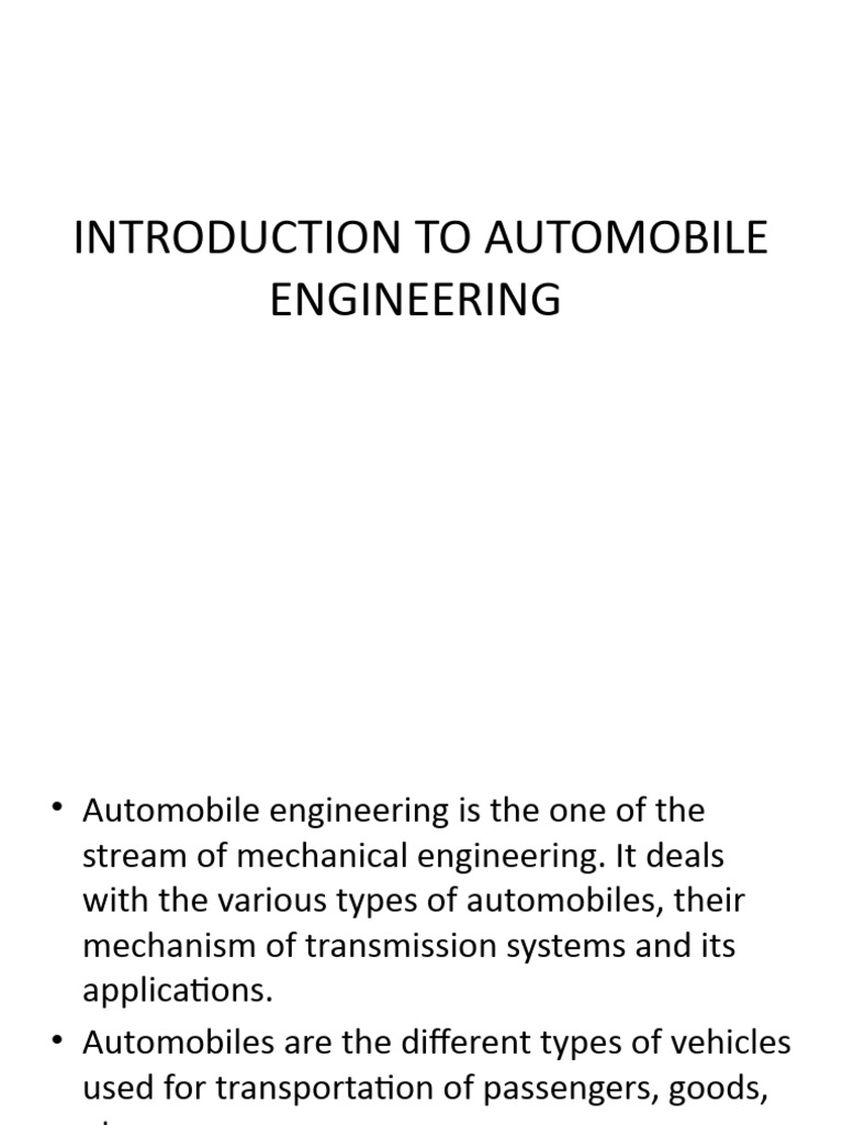 Introduction to Automobile Engineering | PDF | Engines | Truck