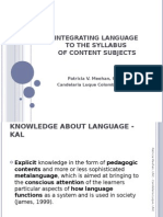 Integrating Language To The Syllabus of Content Subjects: Patricia V. Meehan, UNC Candelaria Luque Colombres, UNC