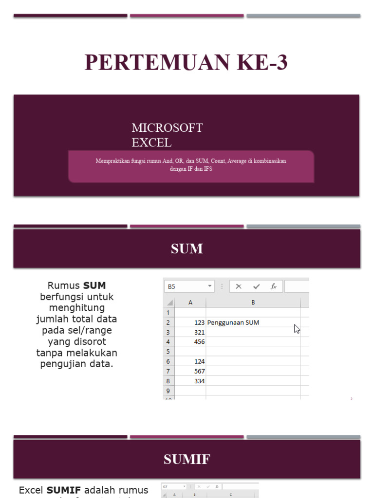 Rumus Excel: SUM, COUNT, AVERAGE, IF | PDF
