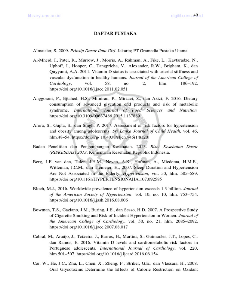 Daftar Pustaka PDF Hypertension Vitamin D