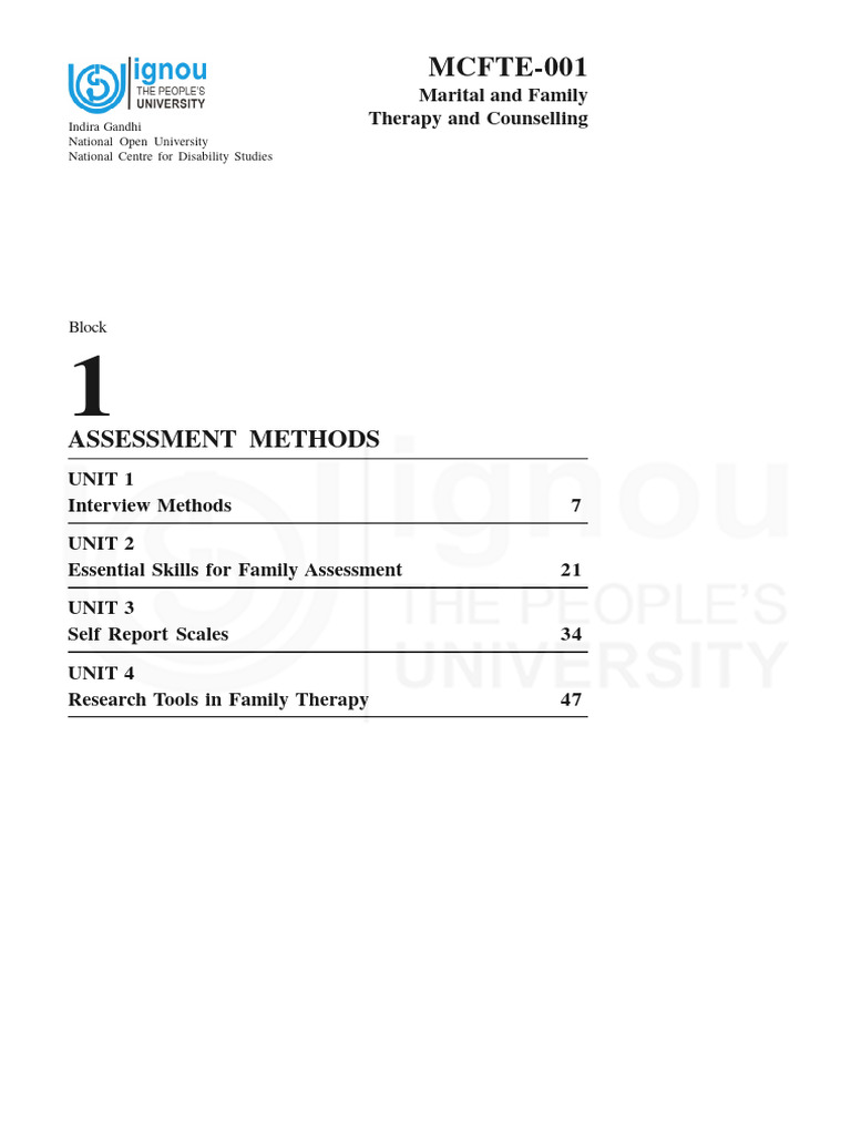 Assessment Methods in Family Therapy | PDF | Psychotherapy | Family Therapy