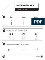 Rise and Shine Phonics Short I Sound Activity