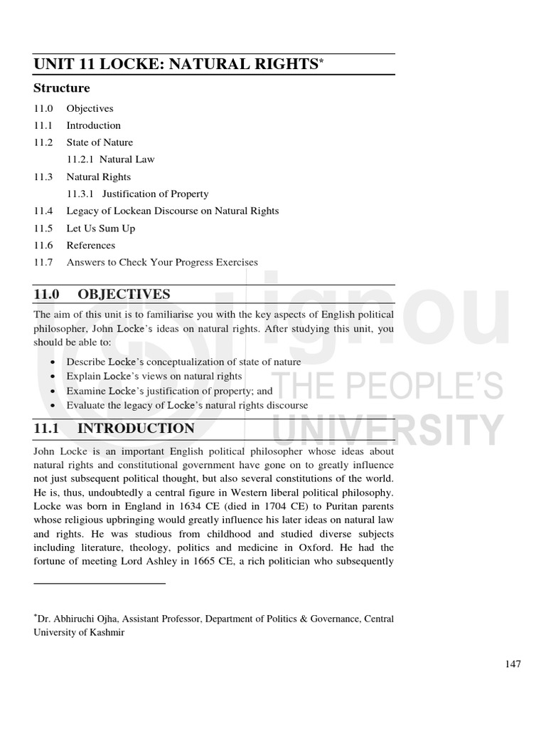 Natural Rights Jhon Locke | PDF | John Locke | Property