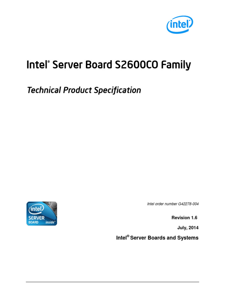 Intel g42278004 S2600co Tps Rev16 | PDF