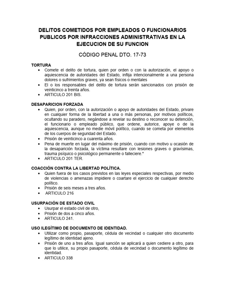 Delitos Cometidos Por Empleados O Funcionarios Publicos Por