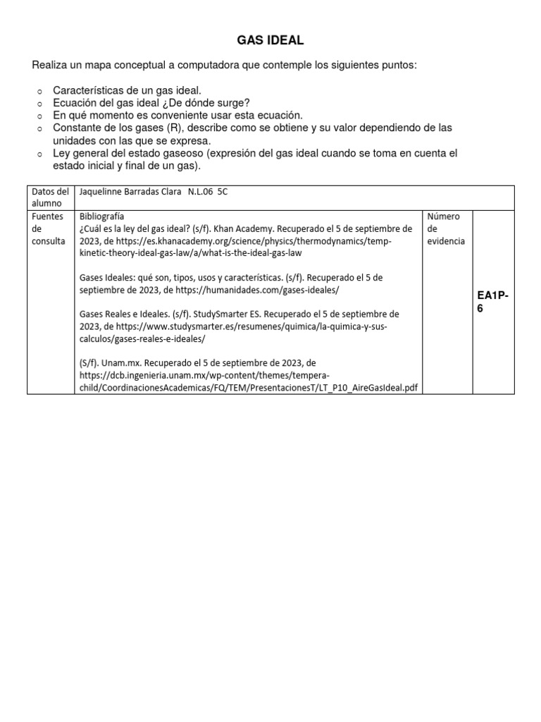 Esquema del Gas Ideal y Ecuaciones | PDF | Oxígeno | Gases